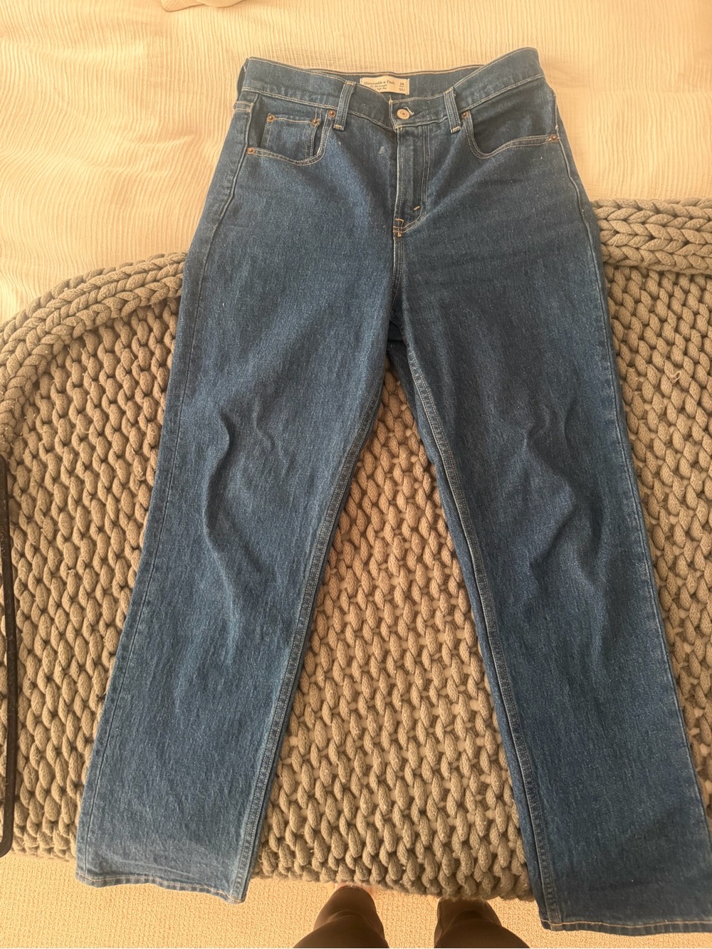 Abercrombie & Fitch Dark Blue High-Rise '90s Straight Jeans